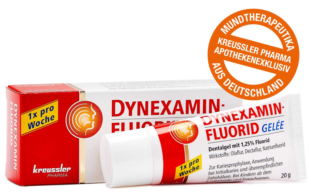 Fluoridierung mit DYNEXAMINFLUORID GELÉE in der 20g Tube Fluoridierung mit DYNEXAMINFLUORID GELÉE in der 20g Tube