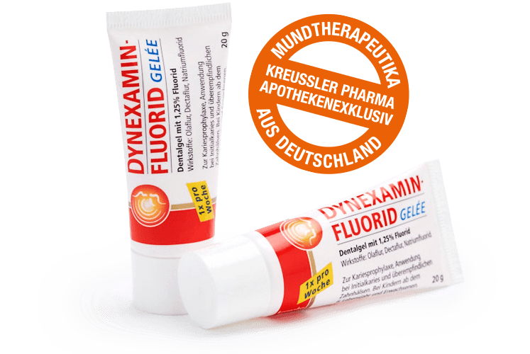 DYNEXAMINFLUORID GELÉE in der 20g Tube ist in der Apotheke erhältlich DYNEXAMINFLUORID GELÉE in der 20g Tube ist in der Apotheke erhältlich